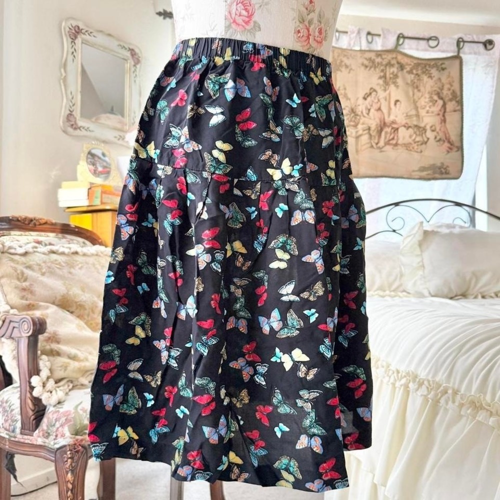 vintage black butterfly‎ skirt womens size 10